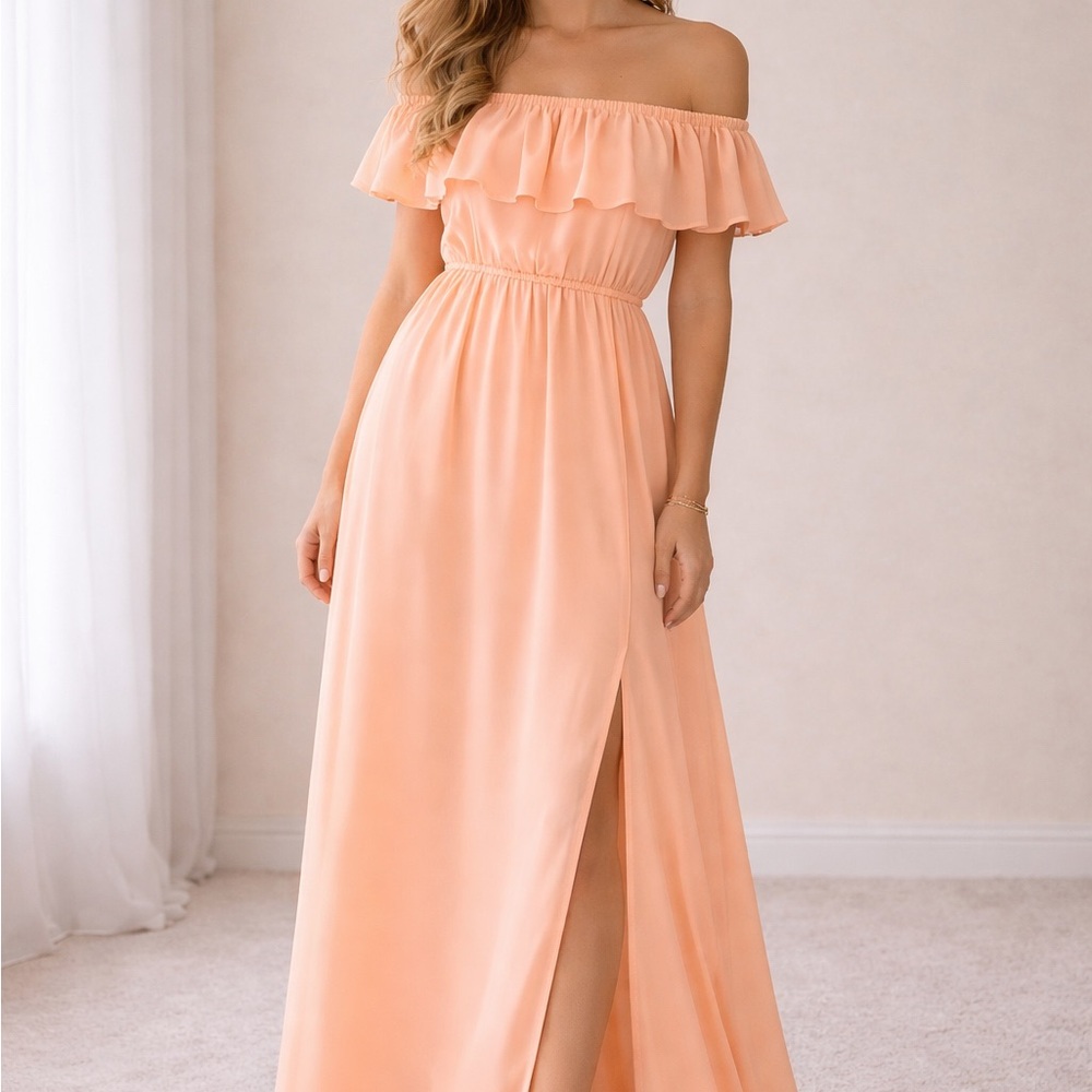 NWOT: Bar III Strapless Peach Maxi Dress